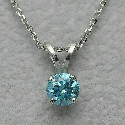 #ad 1.50 Ct Round Simulated Blue Topaz White Gold Plated 925 Sterling Silver Pendant $1.99