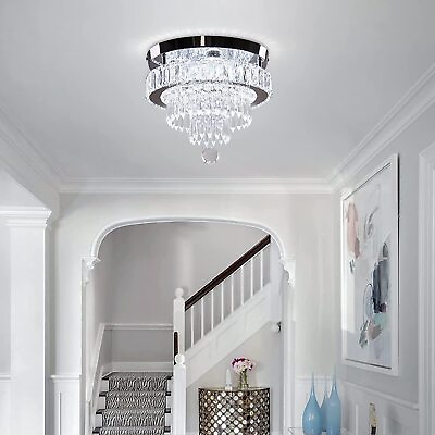#ad 2pc Crystal Chandelier Ceiling Light Flush Mount Chandeliers for Bedroom Hallway $115.98