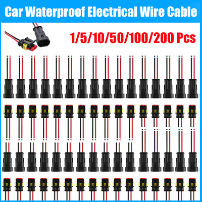 #ad Car Waterproof Electrical Wire Cable Connector Male Female 2Pin Way Plug Kit LOT $25.99