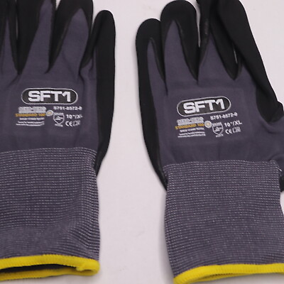 #ad Pair Oeko Teko Work Gloves Nitrile Rubber Black XL SFT1 10quot; XL $3.29
