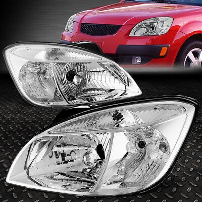 #ad FOR 06 08 RIO RIO5 CHROME HOUSING CLEAR CORNER HEADLIGHT REPLACEMENT HEAD LAMPS $142.99