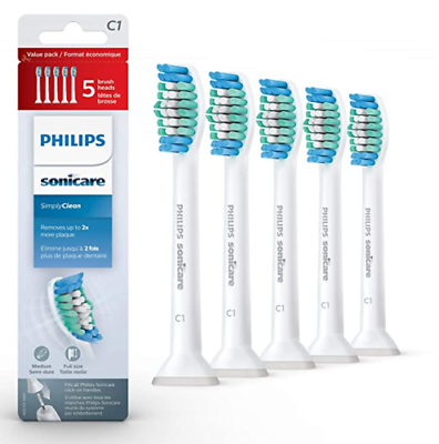 #ad 5 Pack C1 Sonicare Simply Clean Replacement Toothbrush Brush Heads HX6015 03 $15.95