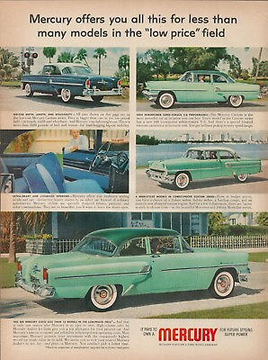 #ad 1955 Mercury Automobile Big Car Width Length Roadability Future Styling Print Ad $9.99