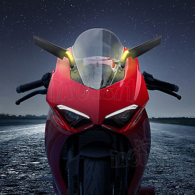 #ad Wind Wing Rear Mirrors w LED Turn Siganl Lights For Ducati 1299 Panigale V4 S $69.99