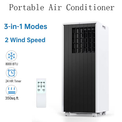 #ad 8000BTU Portable Air Conditioner 3 in 1 AC Unit W Remote Control amp; Dehumidifier $198.99