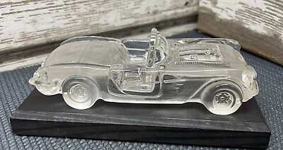 #ad 1959 Corvette Crystal Car Paperweight 7” Vintage Glass Decor $34.99