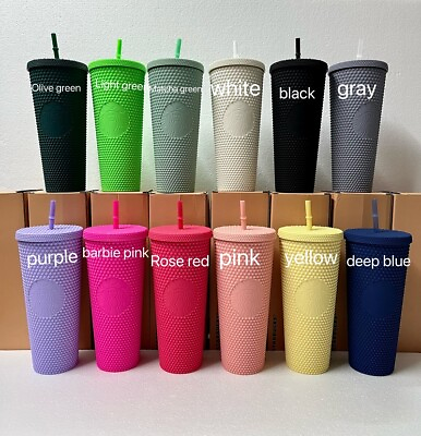 #ad Starbucks Cups Matte Diamond Studded 12 Colors Tumbler Cold Cups 24oz 710ml Gift $30.07