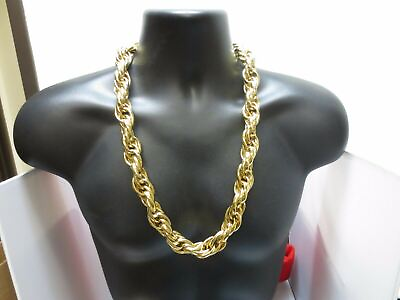 #ad 16MM 10KT YELLOW GOLD PLATED 24 INCH HEAVY RUN DMC BLING BLING ROPE CHAIN $60.60