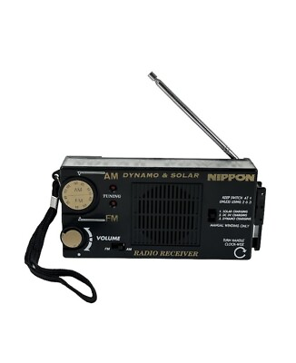 #ad Vintage Nippon Dynamo Solar amp; Battery Radio Receiver AM FM Black WORKING $24.88