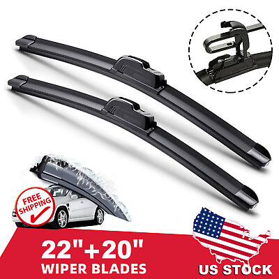 #ad 22quot;amp;20quot; Windshield Wiper Blades Premium OEM Hybrid silicone J Hook High Quality $7.98