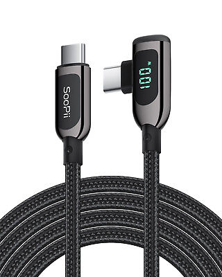 #ad SOOPII 100W Zinc Alloy Braided Right Angle USB C to USB C Cable with LED Display $9.99