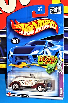 #ad Hot Wheels 2002 Trump Cars Series #74 #x27;33 Ford White w 5SPs $3.00