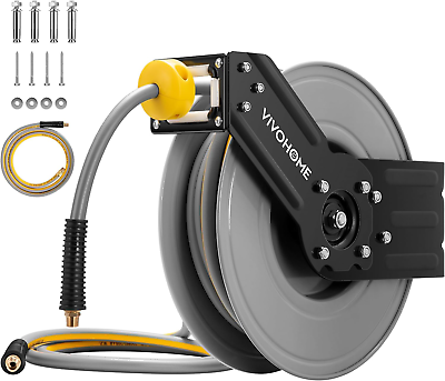 #ad #ad Retractable Air Hose Reel 50 FT X 3 8 in Heavy Duty Steel Air Compressor Hose Re $130.99