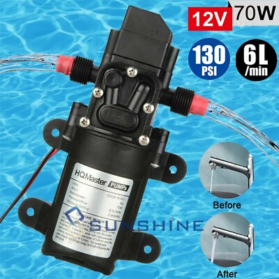 #ad 12V 130PSI Water Pump Self Priming Diaphragm High Pressure RV Automatic Switch $31.99