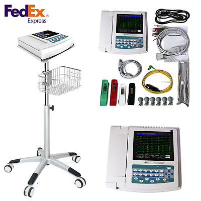 #ad FDA USA Digital 12 channel 12 lead ECG EKG Machine ECG1200G with Stand Trolley $898.00