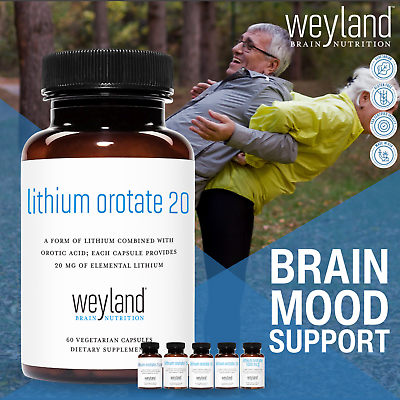 #ad Lithium Orotate 20mg 60 Pills Brain Mood Support Weyland USA $35.99