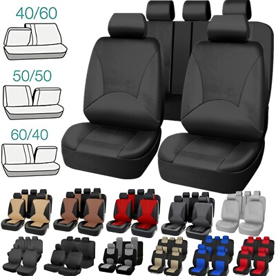 #ad Universal Auto Seat Covers Full Set for Car Truck SUV Van Front Rear Protector $24.79
