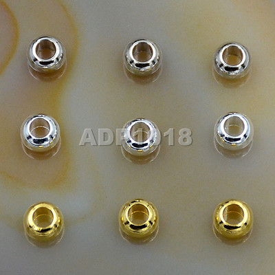 #ad 50pcs SilverGold Big Hole Rondelle Beads Jewelry Findings 4x6mm $3.98
