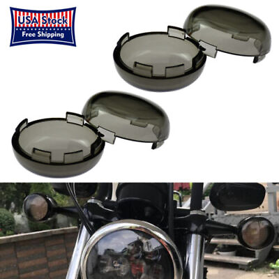 #ad 4Pcs Smoke Turn Signal Lens Bullet Cover Fit For Harley Sportster 883 1200 FLHX $8.54
