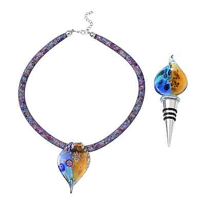 #ad Silvertone Glass Resin Pendant Necklace Women Birthday Gifts Jewelry Size 20quot; $17.49