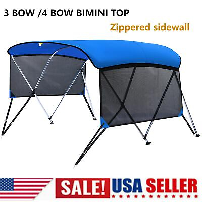 #ad 3 Bow 4 Bow Boat Bimini Top Replacement Sun Shade Canopy Cover w Rear Poles $183.86