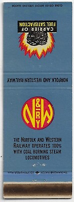 #ad Norfolk and Western Railway CARRIER OF FUEL SATISFACTION Empty Matchbook $7.50