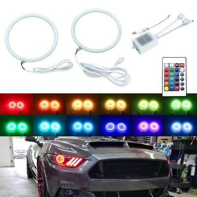 #ad RF cotton RGB halo rings for Ford Mustang 2015 2017 headlight angle eyes DRL $27.99