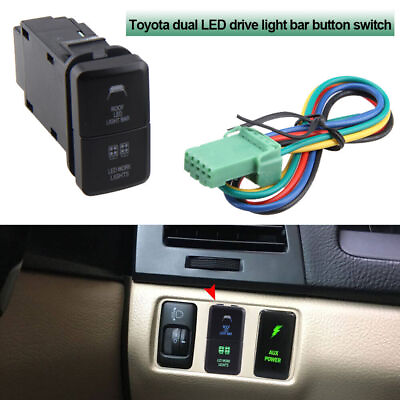 #ad Dual Blue LED Fog Work Drive Light Bar Push Switch Button Switch For Hilux Prado $4.99