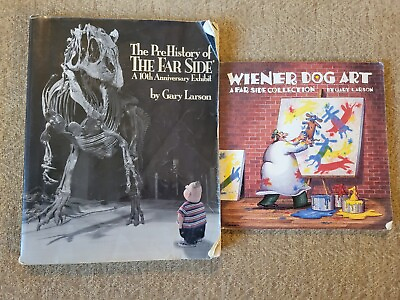 #ad A Far Side Book Lot 2 Weiner Dog Art And Prehistory Of The Far Side $15.30