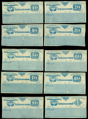 #ad COLOMBIA 1890 quot;CUBIERTASquot; Insured Letter Stamps set Scott# G10 G19 mint MH $225.00