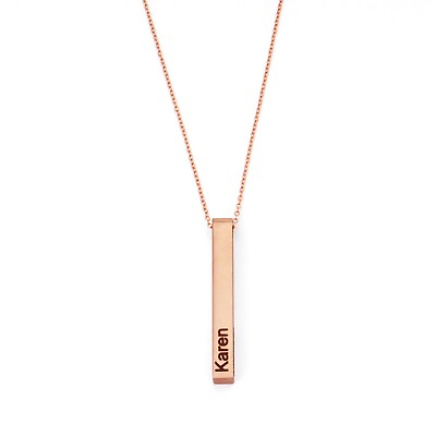 #ad Rose Gold Plated Custom Name Engraved Bar Pendant Necklace for Women jewelry. $7.69