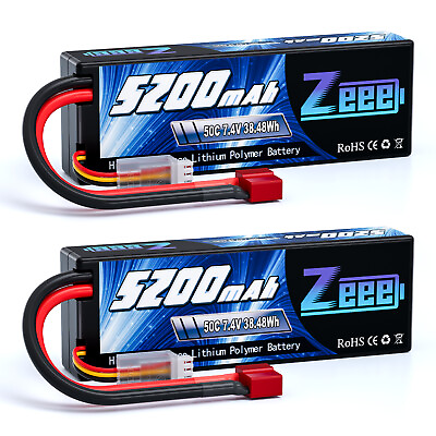 #ad 2x Zeee 7.4V 50C 5200mAh 2S LiPo Battery Deans Hardcase for RC Car Truck Truggy $24.22
