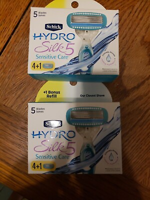 #ad Schick Hydro Silk 5 Sensitive Care Refills 10 Razor Blades 2 Boxes NEW $18.95
