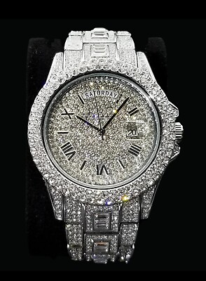 #ad Beautiful Day Date Iced out Mens Watch NO SET PRICE CHECK DESCRIPTION. DM ME $0.99