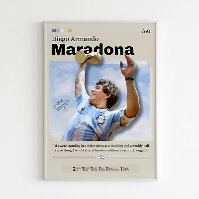 #ad Diego Armando Maradona Poster Argentina print fan gift football print $26.91