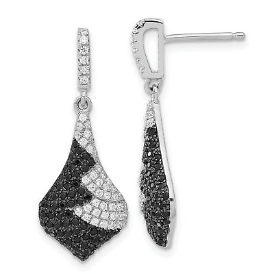 #ad Silver True Fire Black amp; White CZ Dangle Post Earrings QMP1242 $61.56