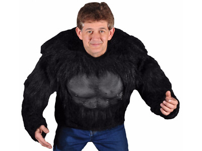 #ad Black Gorilla Pull Over Plush Shirt Chest Halloween Costume Ape Monkey Adult New $86.99