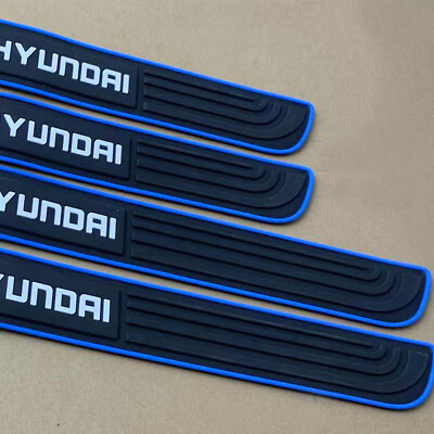 #ad #ad Blue Trims For Hyundai Rubber Car Door Scuff Sill Cover Panel Step Protectors X4 $15.88