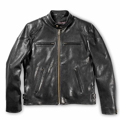 #ad Black Cafe Racer Leather Jacket All Size Available $199.99