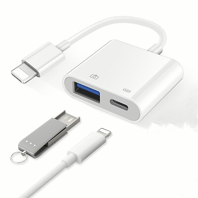 #ad USB Female OTG Adapter for iPhone iPad with charging port $8.06