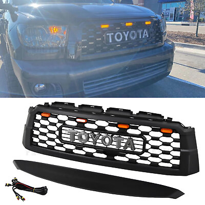 #ad For 2008 2021 Toyota Sequoia TRD REP Front Grille Black With LED Lights Letters $270.00