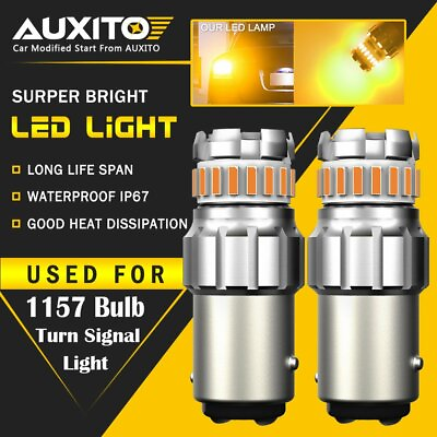 #ad #ad AUXITO 1157 Amber Yellow LED Turn Signal Indicator Parking Light Bulbs CANBUS XD $11.99
