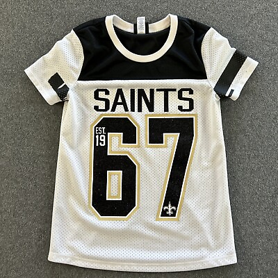 #ad New Orleans Saints Football Jersey Girls 8 10 Youth NFL Glitter PLAY READY #4752 $15.00