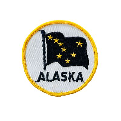 #ad Alaska State Flag Patch Vintage Round Big Dipper and Polaris Yellow Stars $8.00