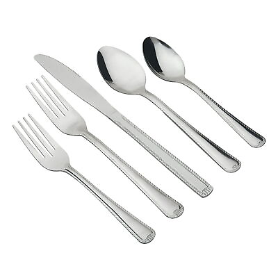 #ad 49 Piece Lace Stainless Steel Silver Flatware Value Set with Tray Organizer US $10.97