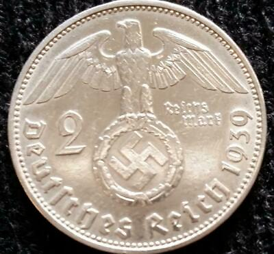 #ad German WWII 2 Reichsmark SILVER Genuine Coin Historical WW2 Artifact $26.50