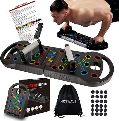 #ad HOTWAVE Push Up Board Fitness Portable Foldable 20 in 1 Bar at Black $42.69