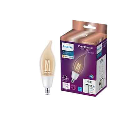 #ad Philips Smart Wi Fi Connected LED 40 Watt BA11 Filament Candle Light Bulb Clear $11.99