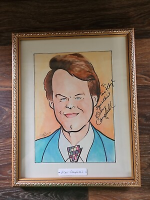 #ad Glen Campbell Signed Caricature From Dino With A Touch Of Branson D. Tawes $43.00