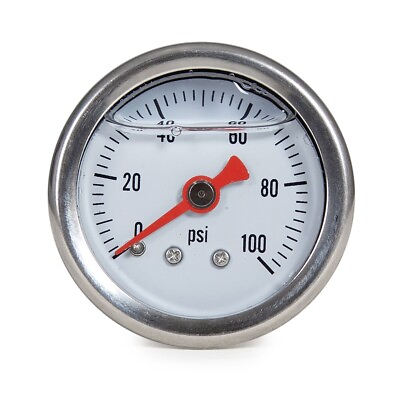 #ad JIVTO Fuel Pressure GaugeLiquid Filled1 1 2quot; Dia0 100 PSI1 8 NPT Lower Mount $10.99